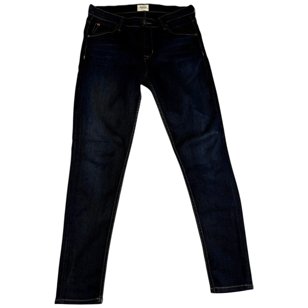 Hudson Skinny Jeans Womens 28 Blue Cotton Dark Wash‎ Flap Pockets Made in USA